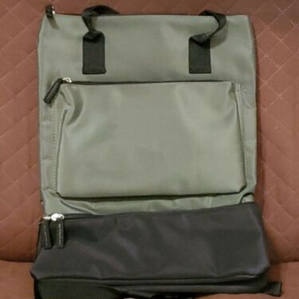 DSW Backpack-Shoe Compartment Army Green-Black Zip Closure Top Handles-NEW